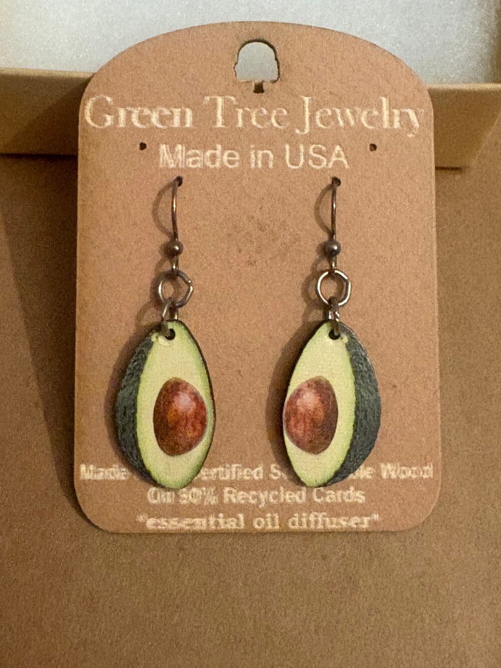 Green Tree Jewelry Avocado Wood Earrings Made in USA